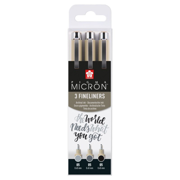 ΜΑΡΚΑΔΟΡΑΚΙΑ Pigma Micron 05 Black and Grays Set 3ΤΕΜ (0.45)