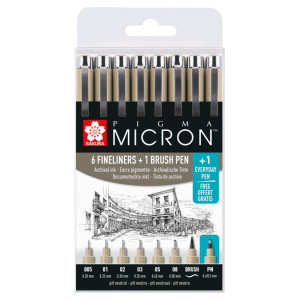 ΜΑΡΚΑΔΟΡΑΚΙΑ Pigma Micron Pigma Micron Wallet Promotion Set with 7 fineliners Black 1 Pigma Micron PN for FREE