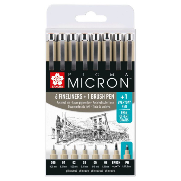 ΜΑΡΚΑΔΟΡΑΚΙΑ Pigma Micron Pigma Micron Wallet Promotion Set with 7 fineliners Black 1 Pigma Micron PN for FREE